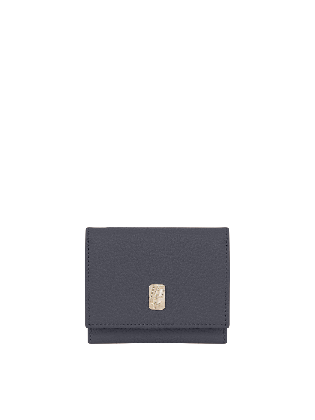 Compact Embossed Trifold Leather Wallet Navy Blue