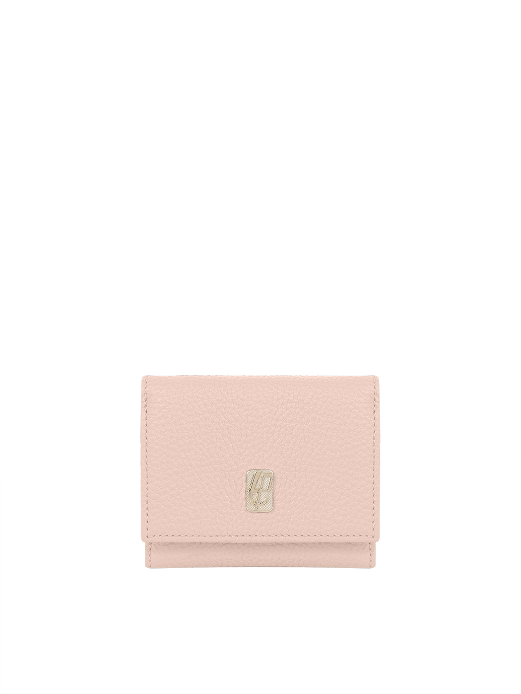 Compact Embossed Trifold Leather Wallet Blush Pink