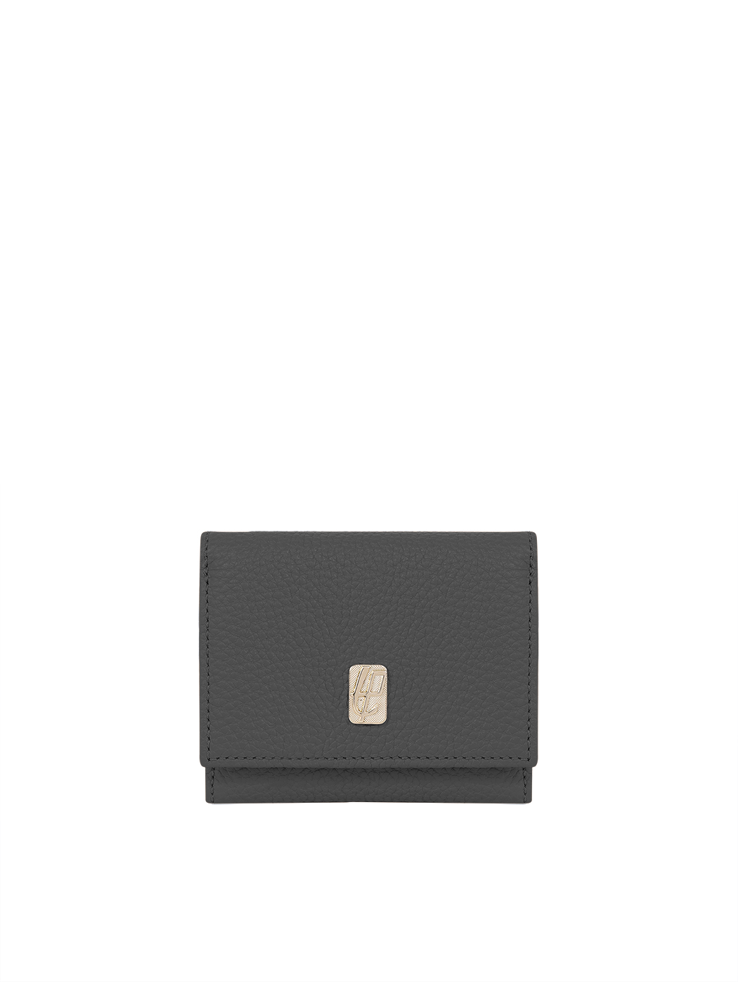 Compact Embossed Trifold Leather Wallet Jet Black