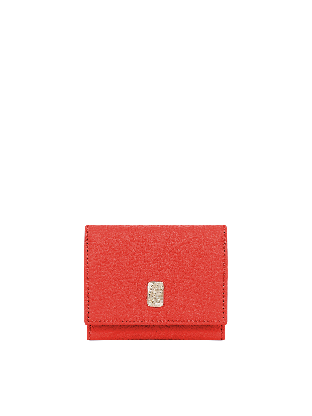 Compact Embossed Trifold Leather Wallet Rose Red