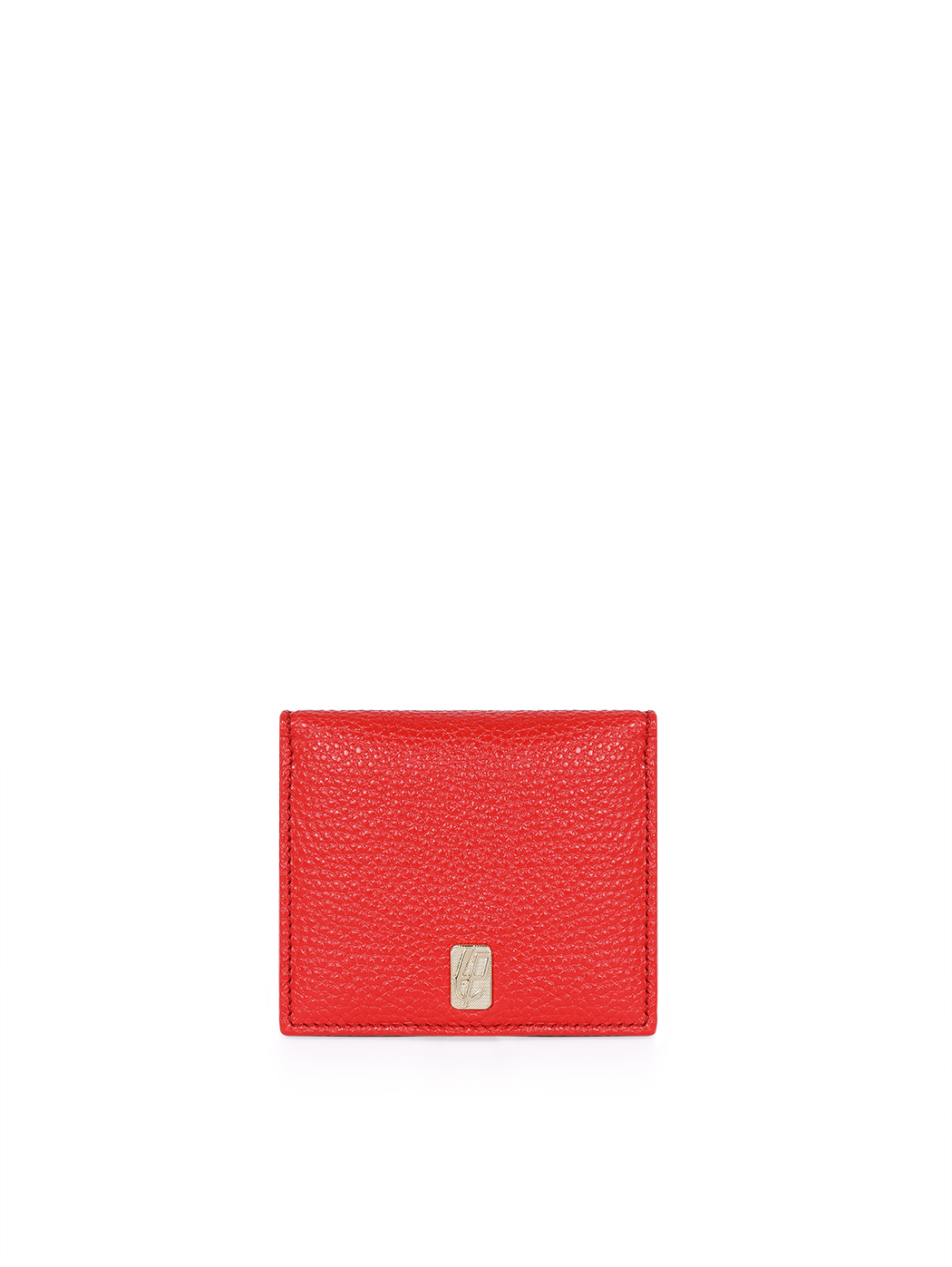 Compact Bifold Card Coin Wallet Leather Rose Red