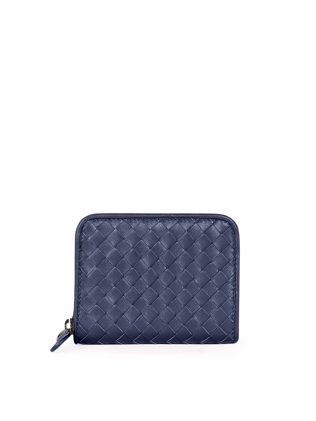 Compact Accordion Zip-around Woven Wallet Blue