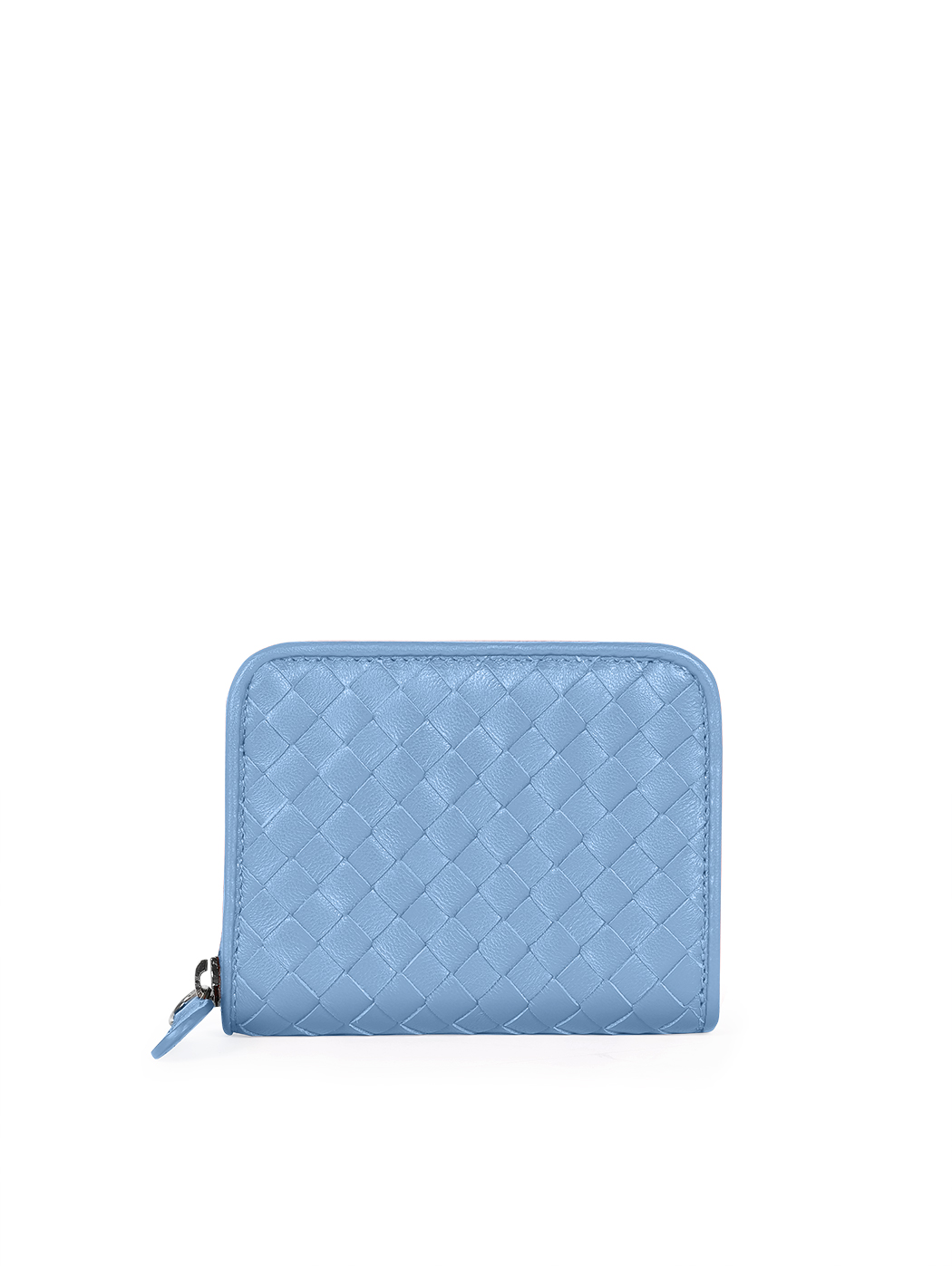 Compact Accordion Zip-around Woven Wallet Sky Blue