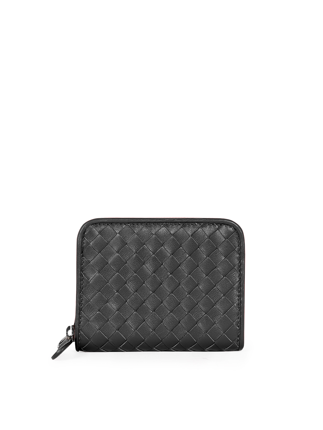 Compact Accordion Zip-around Woven Wallet Black