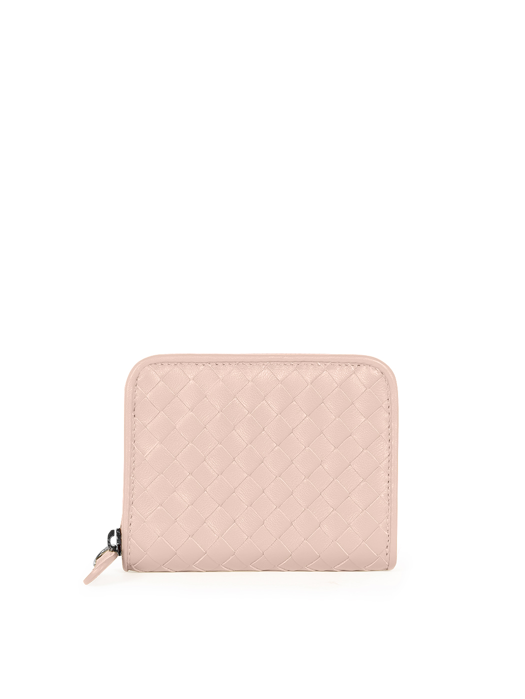 Compact Accordion Zip-around Woven Wallet Pink