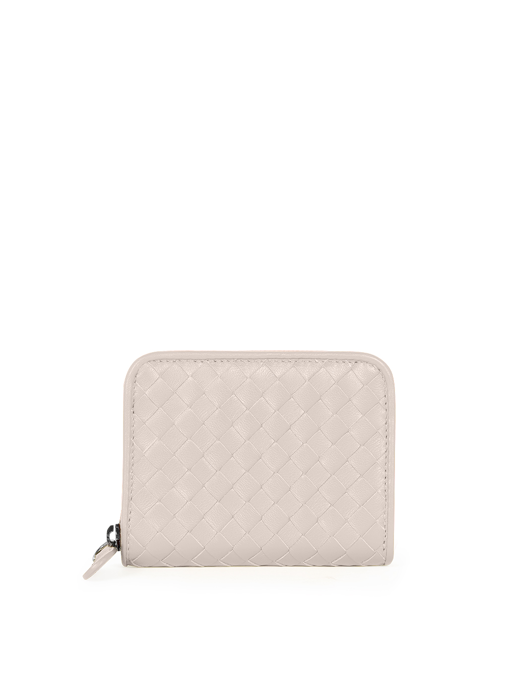 Compact Accordion Zip-around Woven Wallet Beige