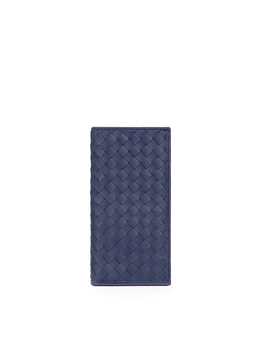 Вертикальный плетеный кошелек коллекции Intrecci синего цвета