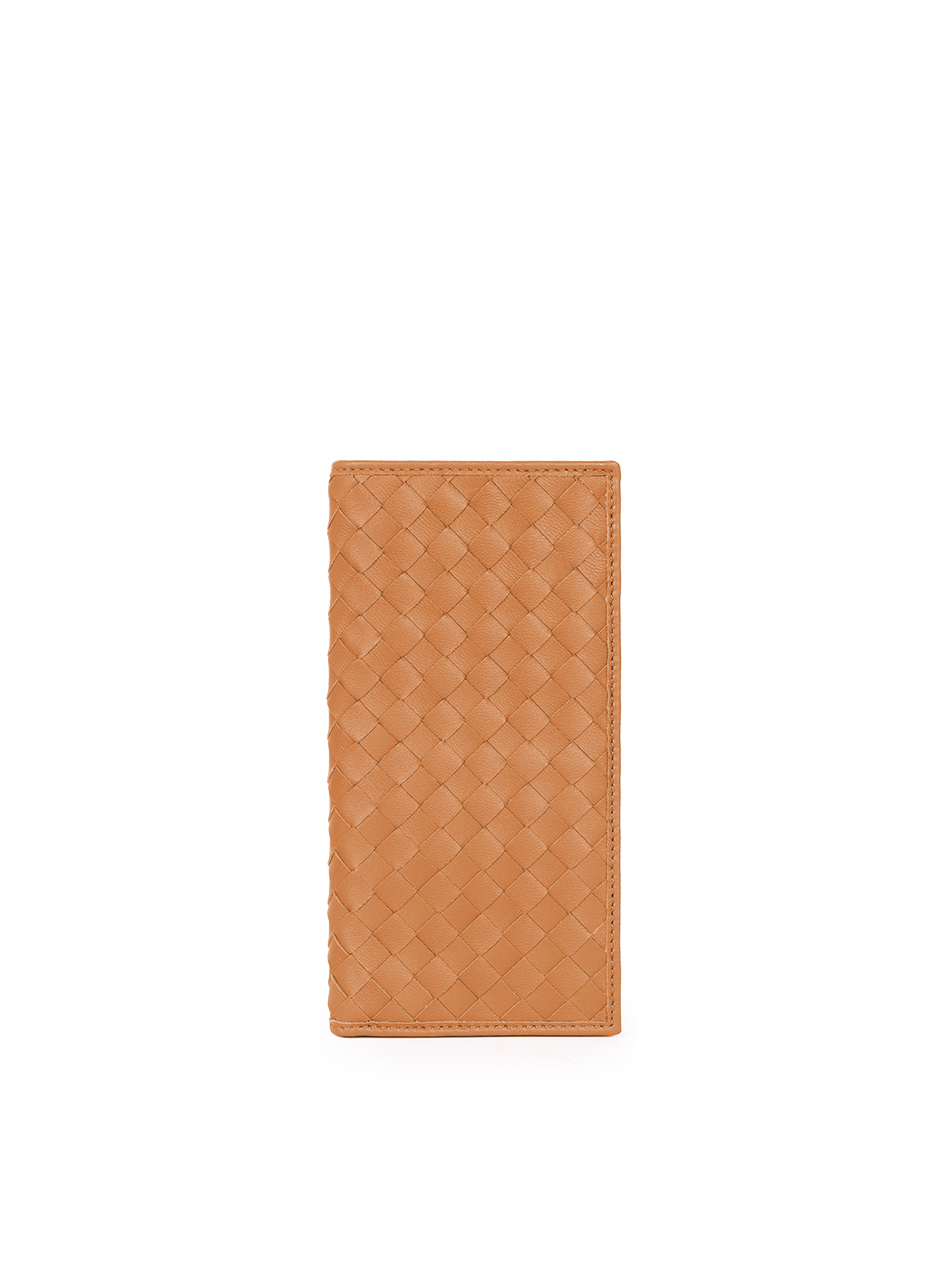 Vertical Woven Bifold Multiple Card Wallet Cuoio Tan