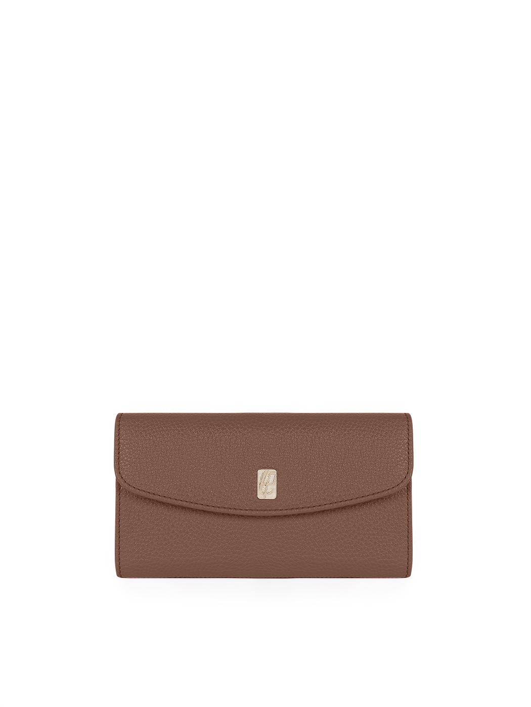 Continental Elongated Flapover Leather Wallet Dark Brown