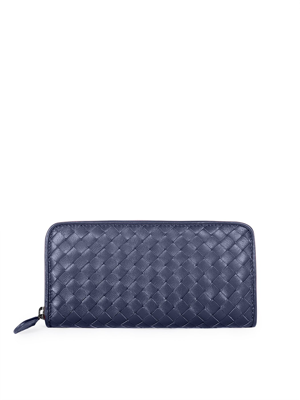 Elongated Continental Zip-around Woven Wallet Blue