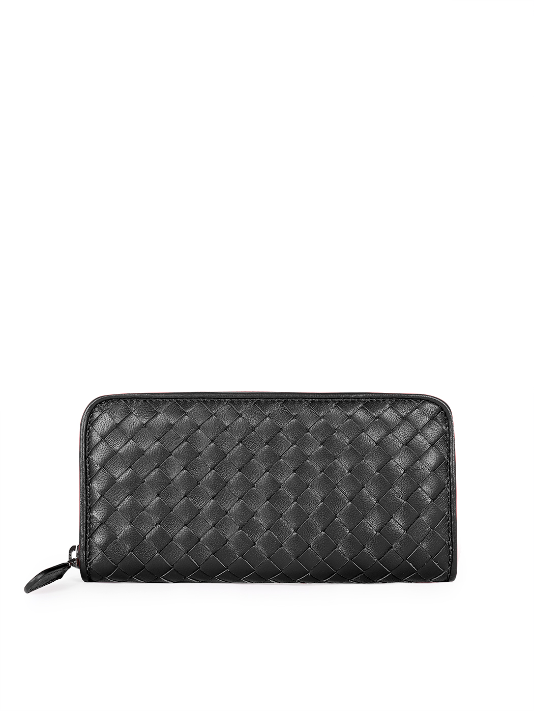 Elongated Continental Zip-around Woven Wallet Black