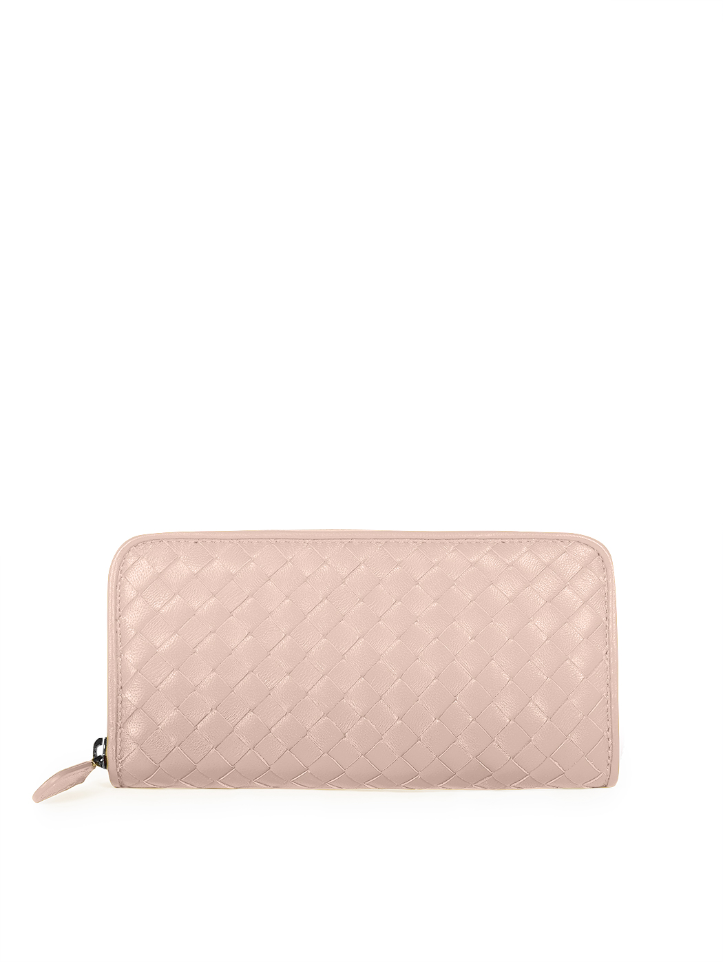 Elongated Continental Zip-around Woven Wallet Pink