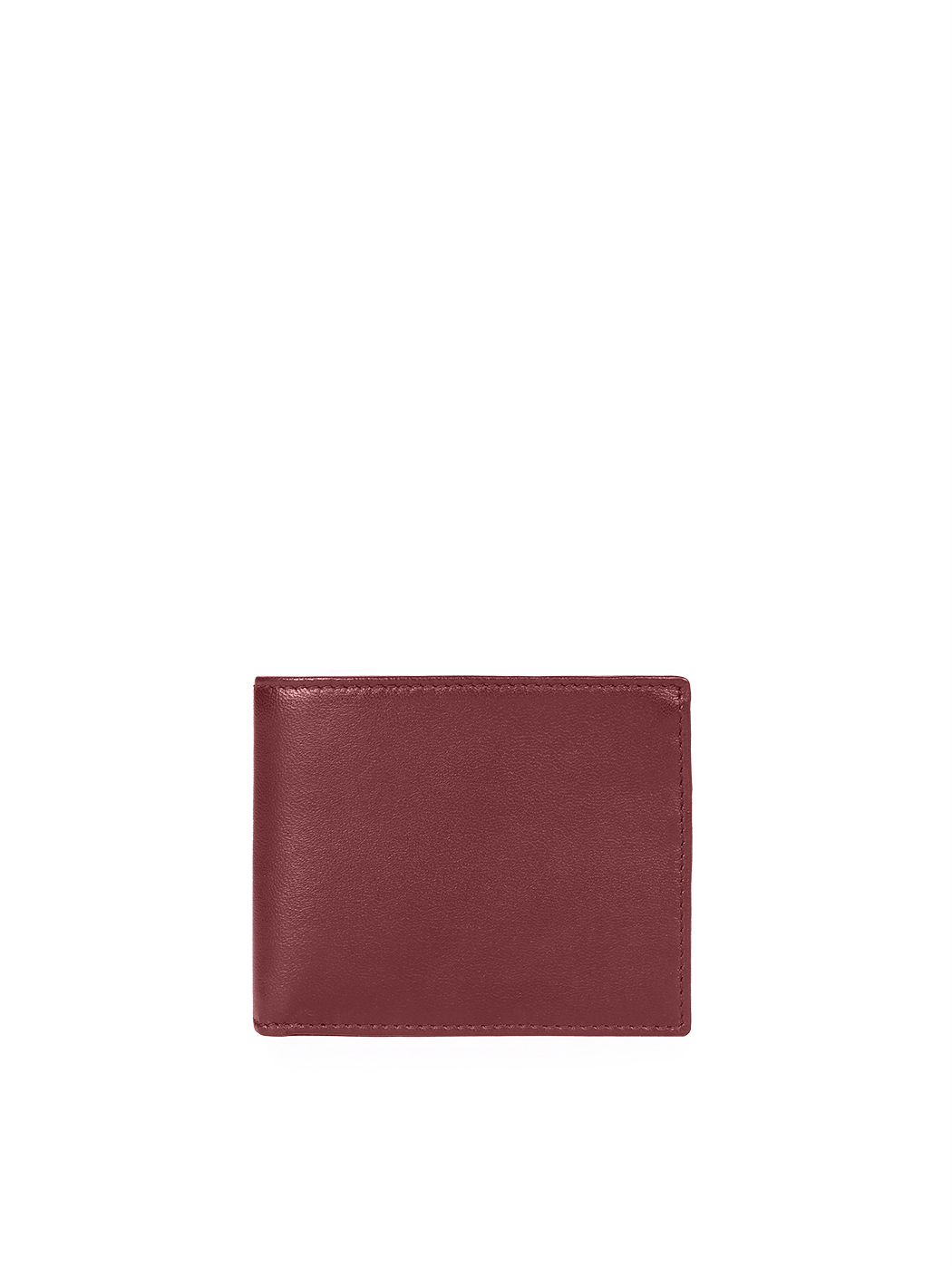 Classic Smooth Leather Bifold Card Wallet Prune Red