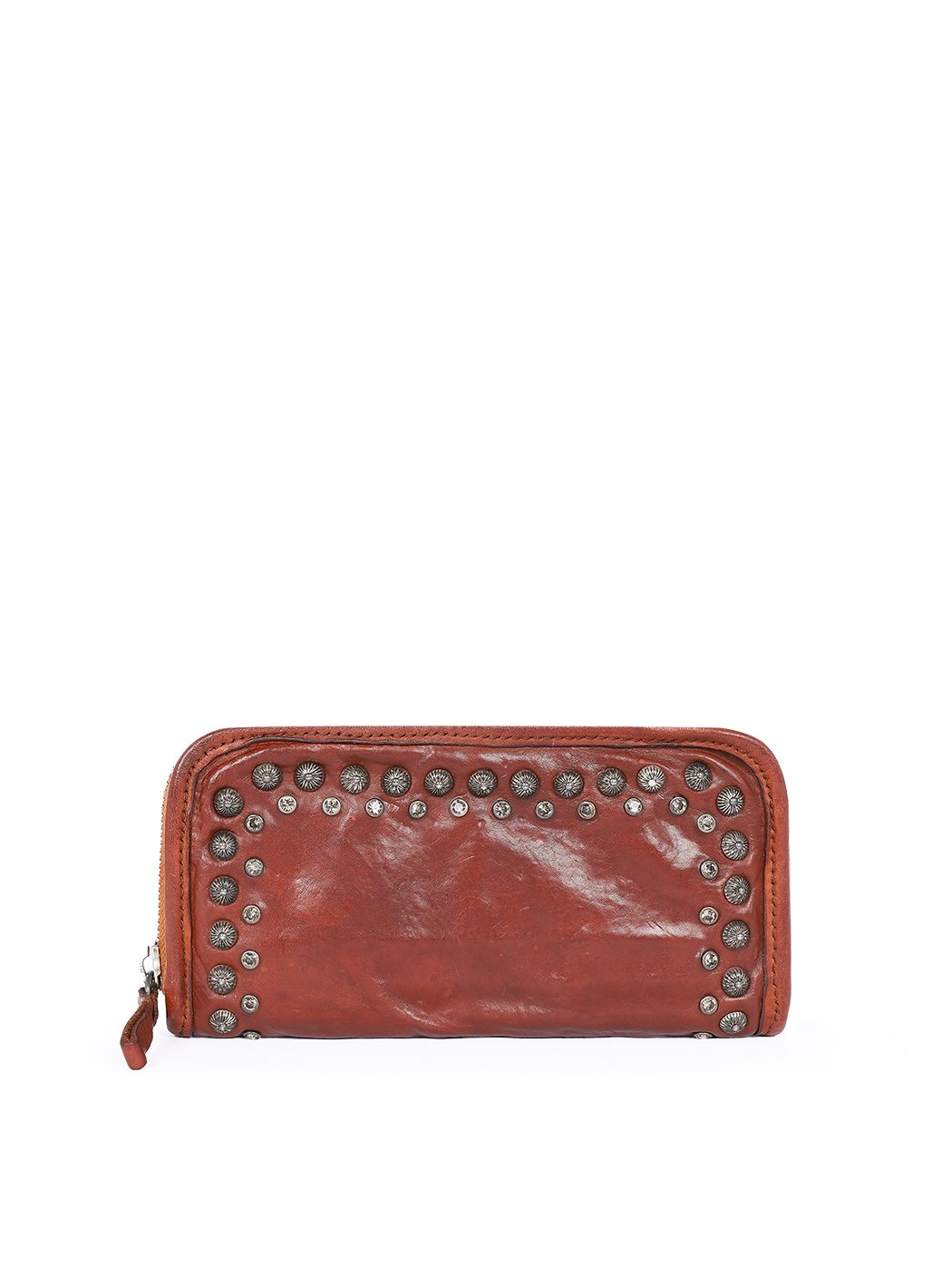 Women's Wallet with Studwork Detailing in Leather Cognac