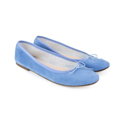 Ballet Flats Handmade Light Blue Suede