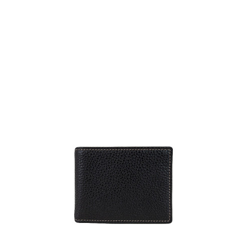 Italian Chèvre Leather Wallet. Small Stylis Black Leather 