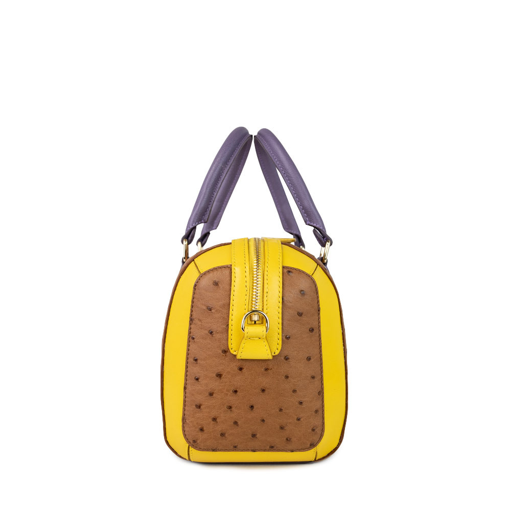 Yellow Ostrich Genuine Leather Skin Women's Handbag 