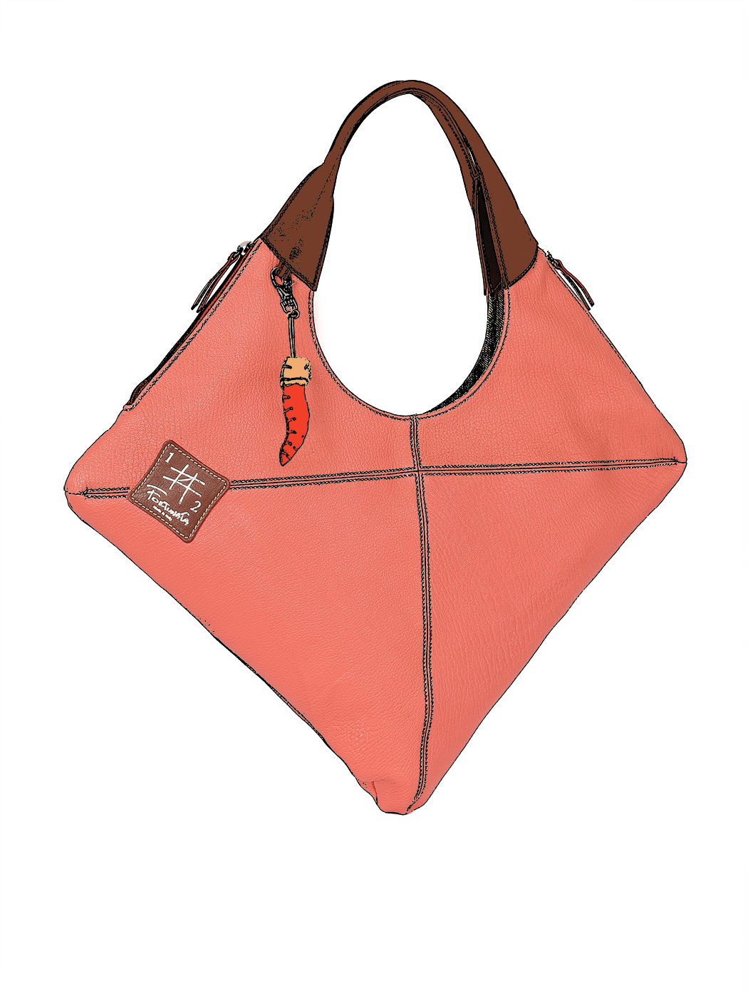 Boho Bag, Hobo Bags, Triangle Fabric Bag in Pink, Blue, Black, Green C Pink