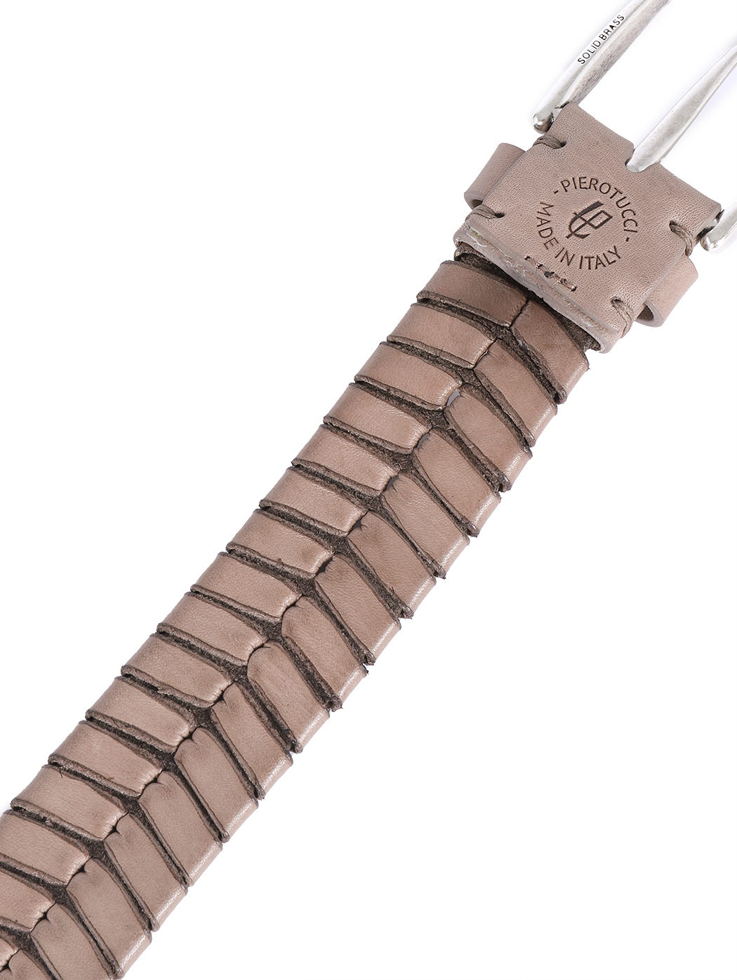 Cintura in pelle stampa lisca beige 3,5