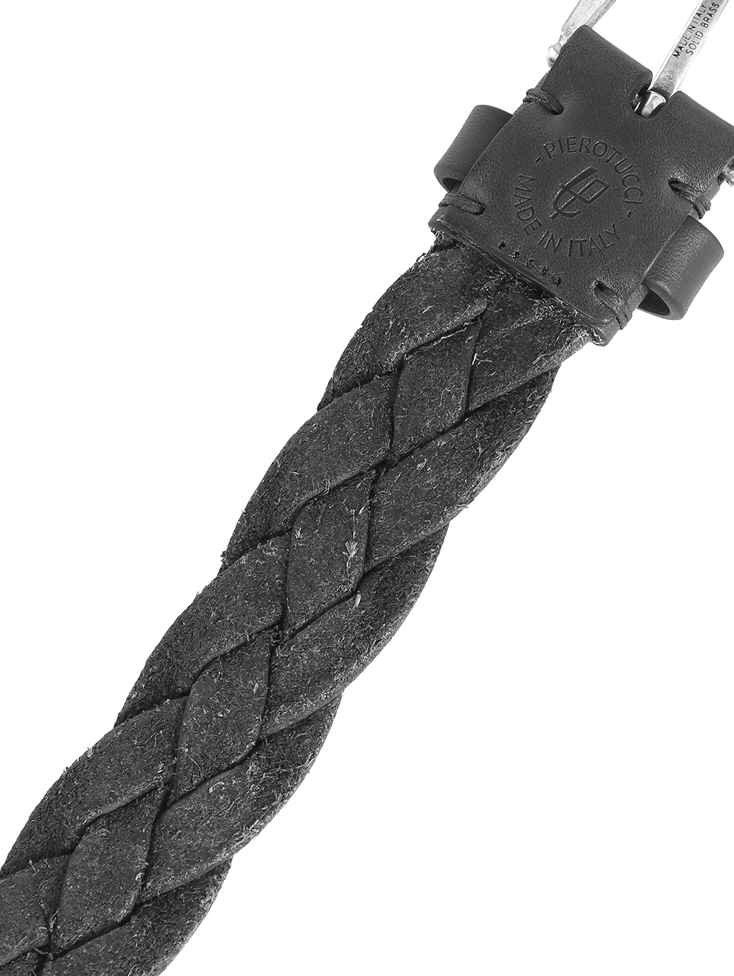 Braided Leather Belt Brass Buckle 3.5 cm Black