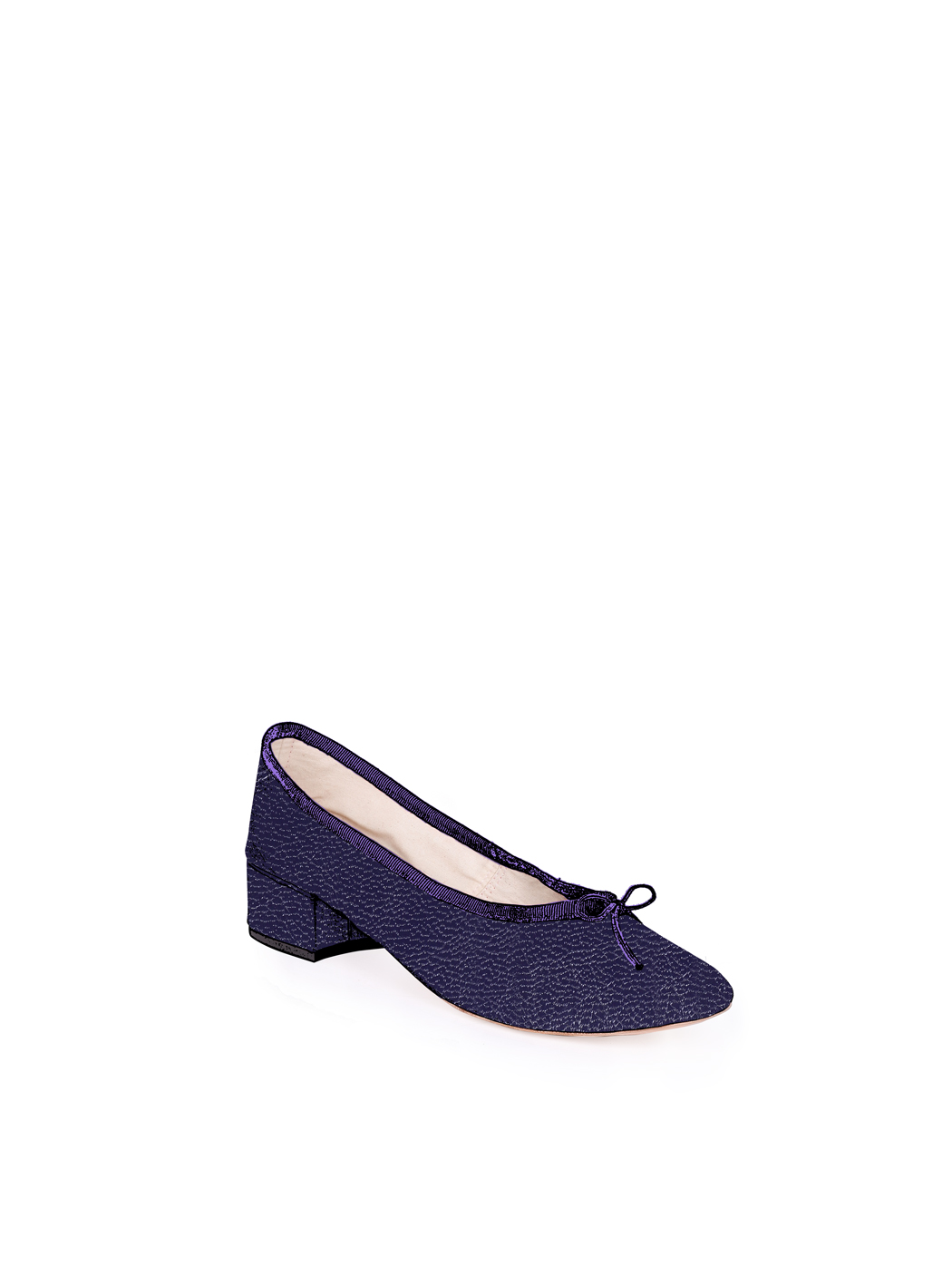 Ballet Pumps Block Heel - Dark Purple Nappa