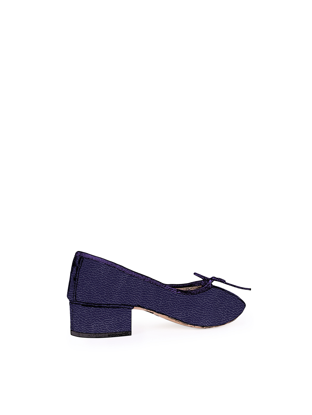 Ballet Pumps Block Heel - Dark Purple Nappa