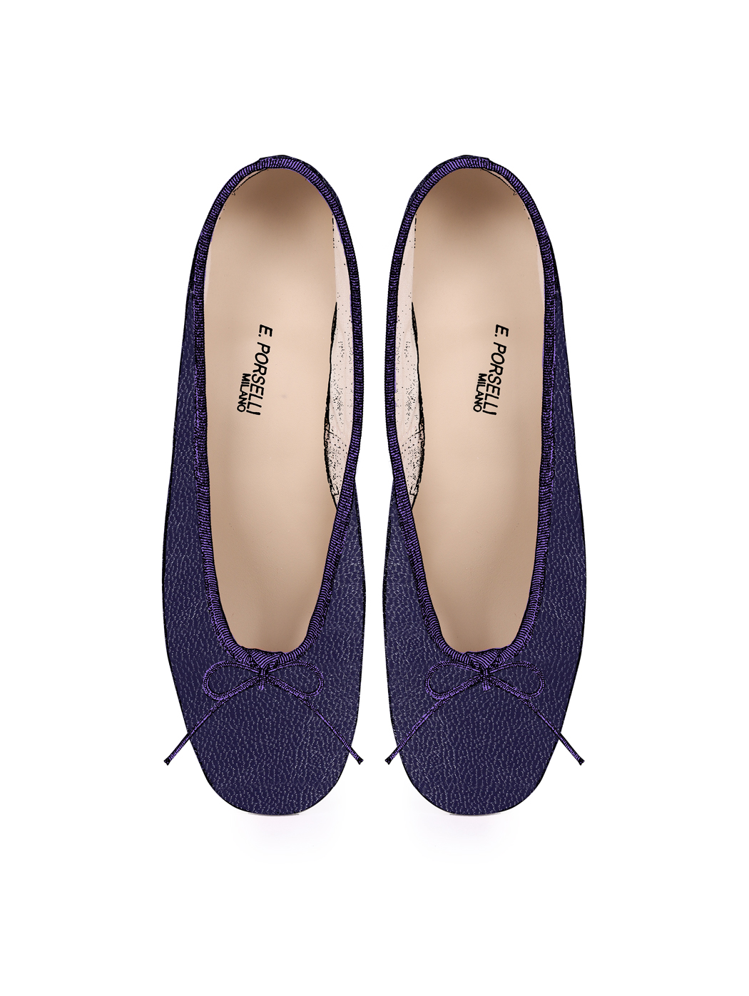 Ballet Pumps Block Heel - Dark Purple Nappa