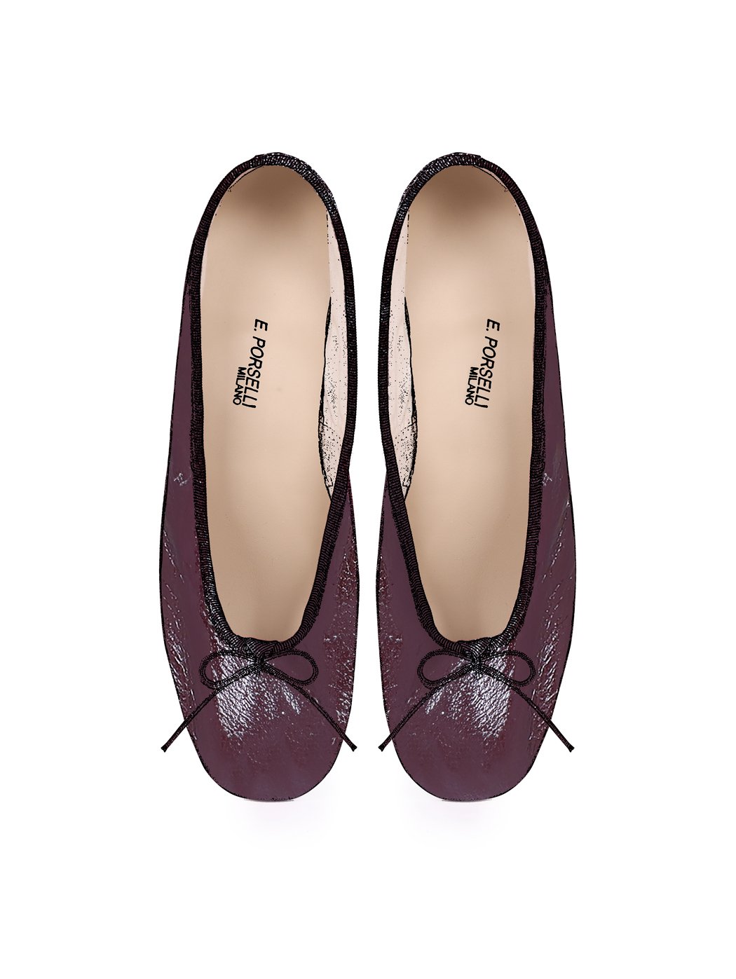 Ballet Pumps Block Heel - Bordeaux Oxblood Nappa