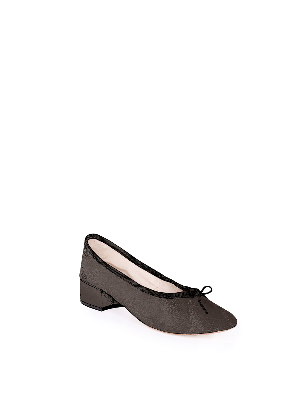 Ballet Pumps Block Heel - Dark Brown Nappa