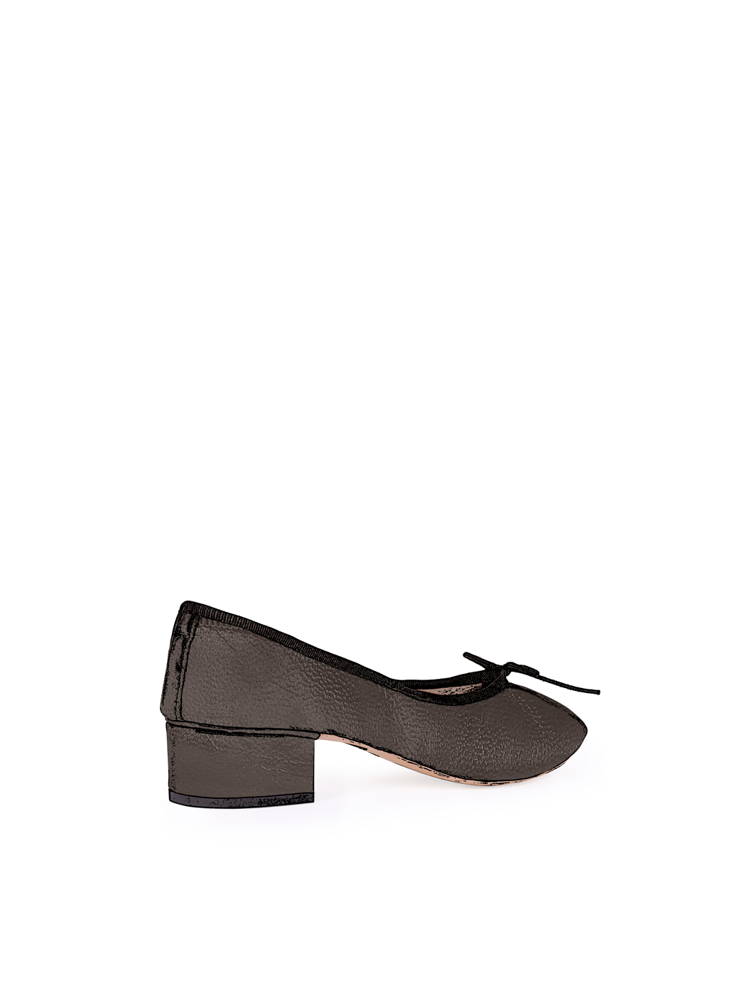 Ballet Pumps Block Heel - Dark Brown Nappa