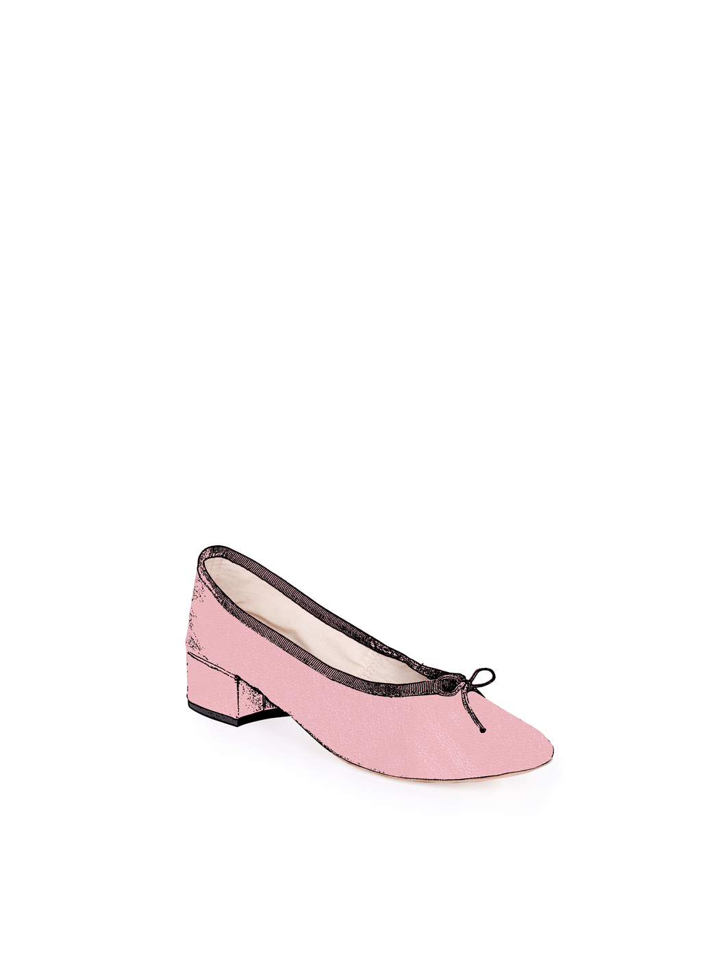 Ballet Pumps Block Heel - Pink Nappa