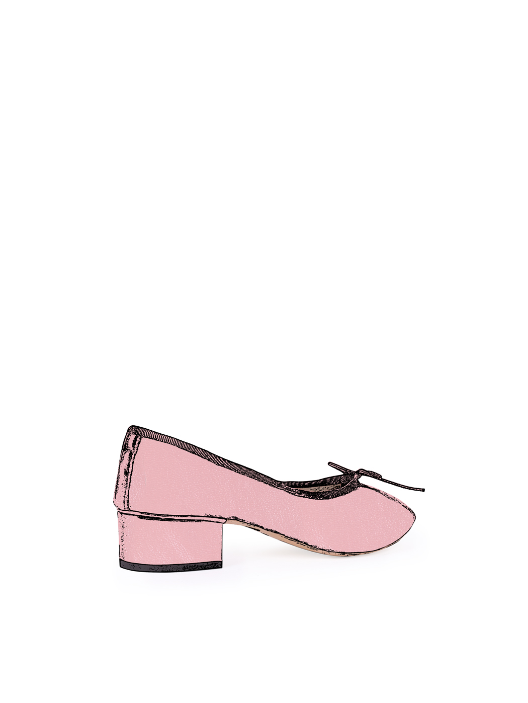 Ballet Pumps Block Heel - Pink Nappa