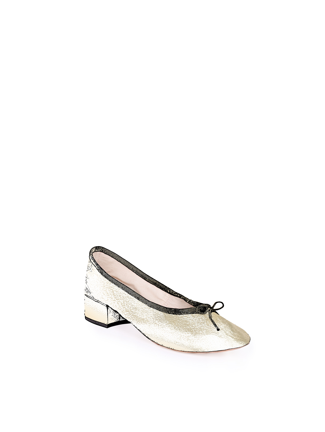 Ballet Pumps Block Heel - Metallic Gold Nappa