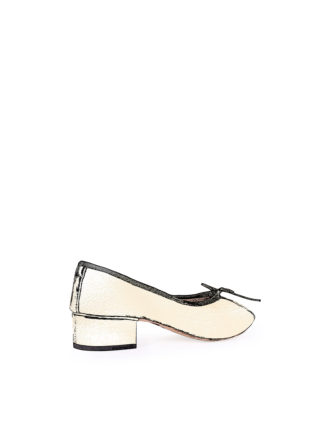 Ballet Pumps Block Heel - Metallic Gold Nappa