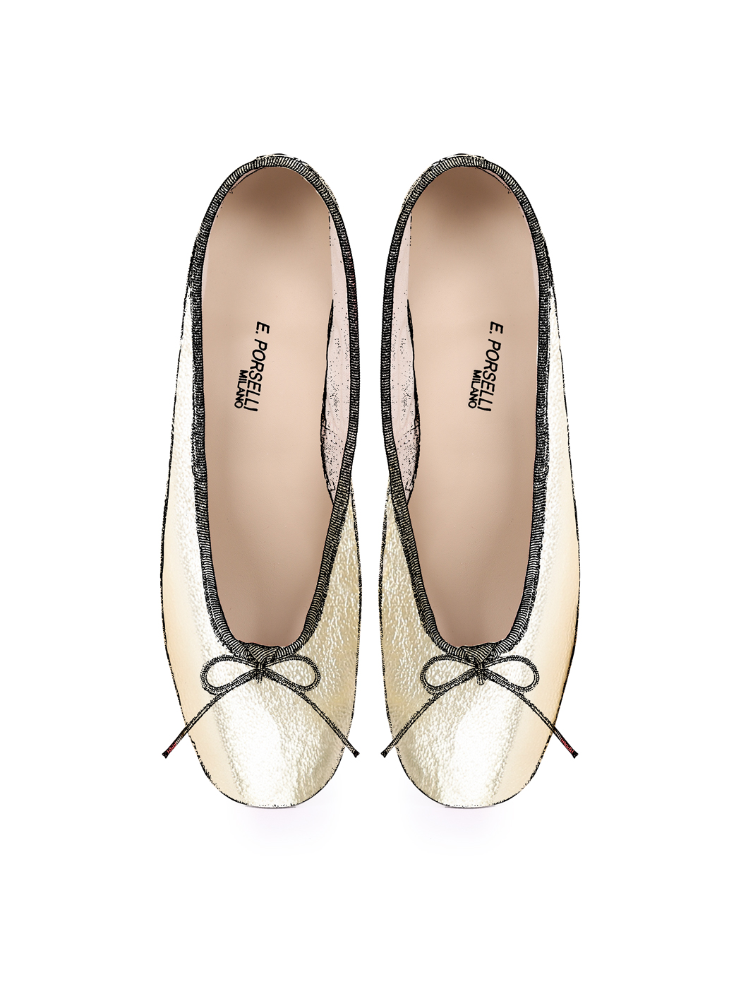 Ballet Pumps Block Heel - Metallic Gold Nappa