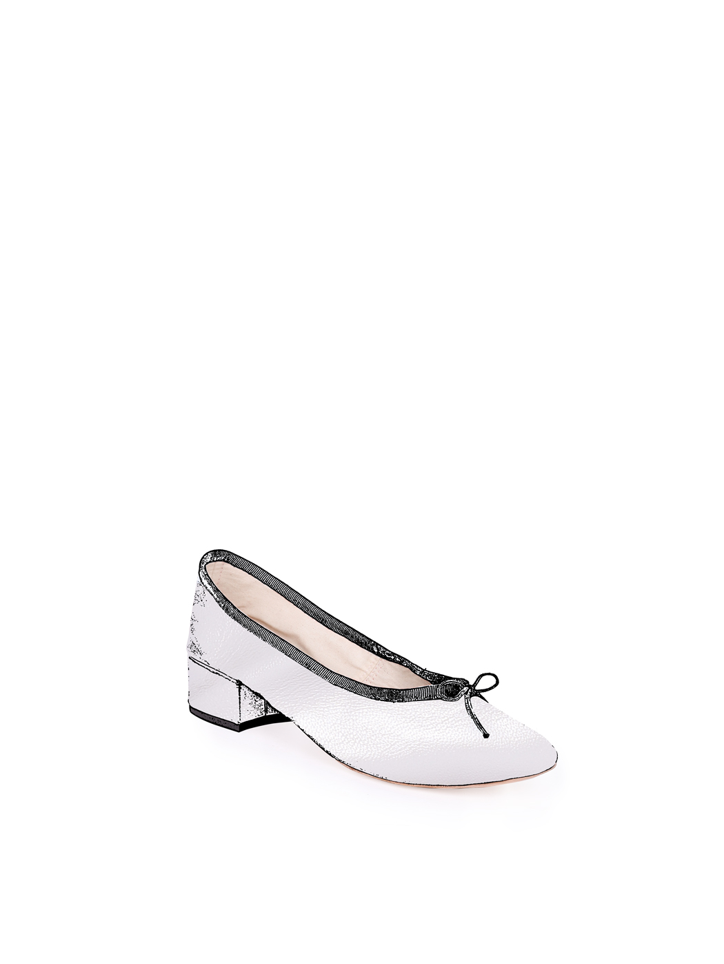 Ballet Pumps Block Heel - Light Grey Nappa