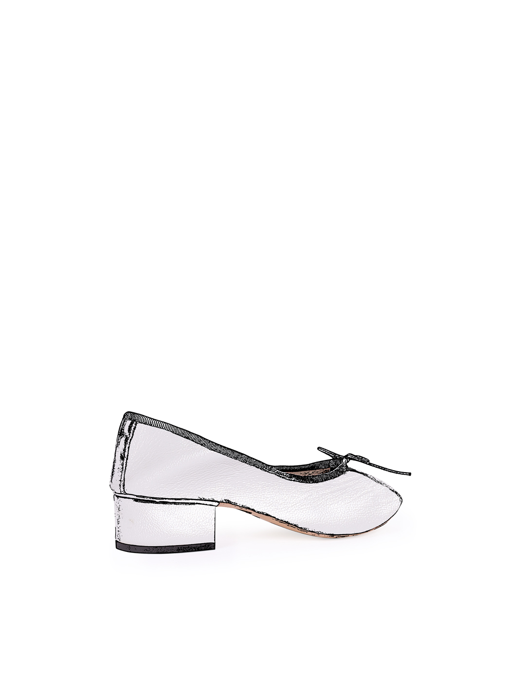 Ballet Pumps Block Heel - Light Grey Nappa