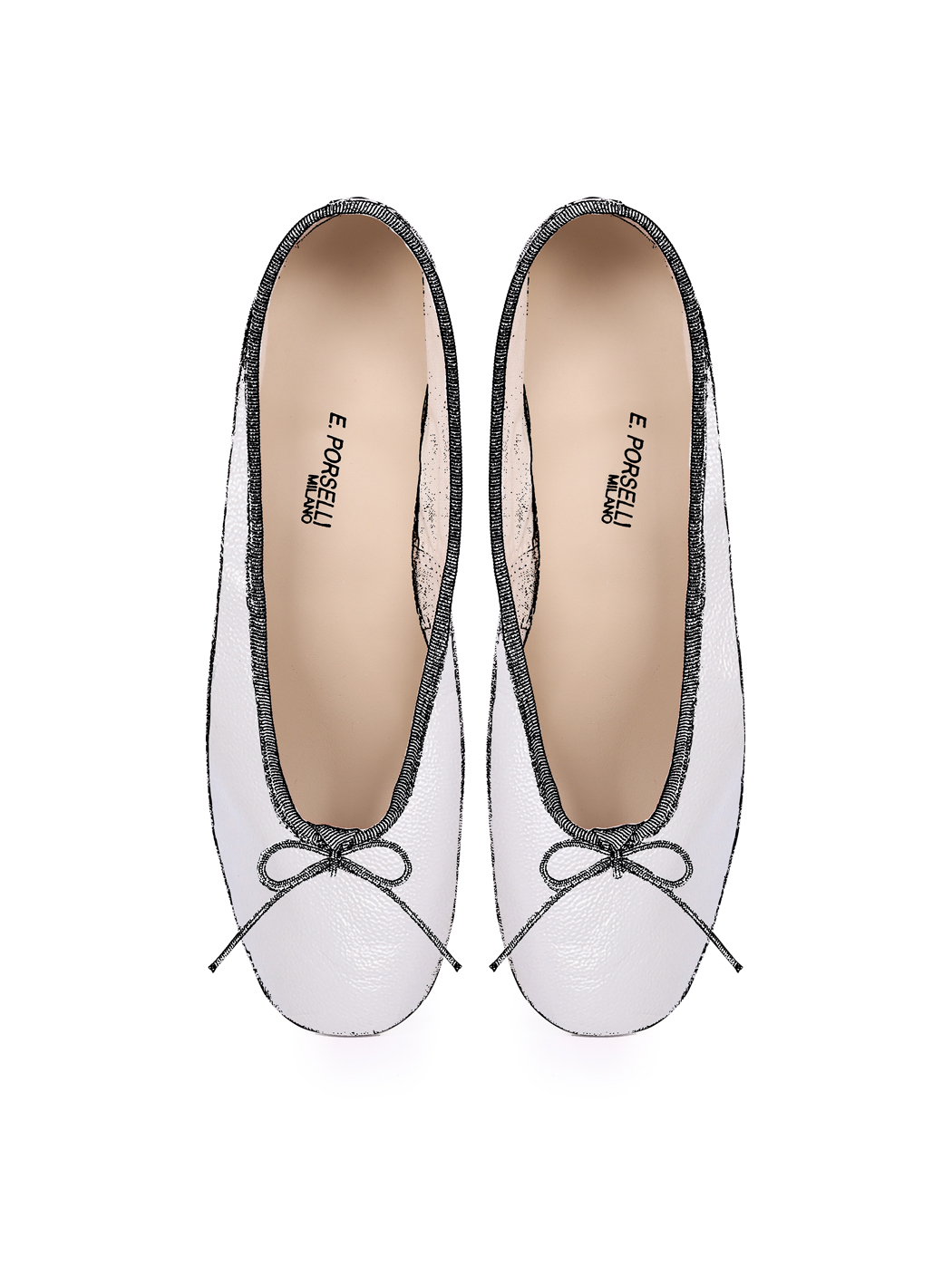 Ballet Pumps Block Heel - Light Grey Nappa