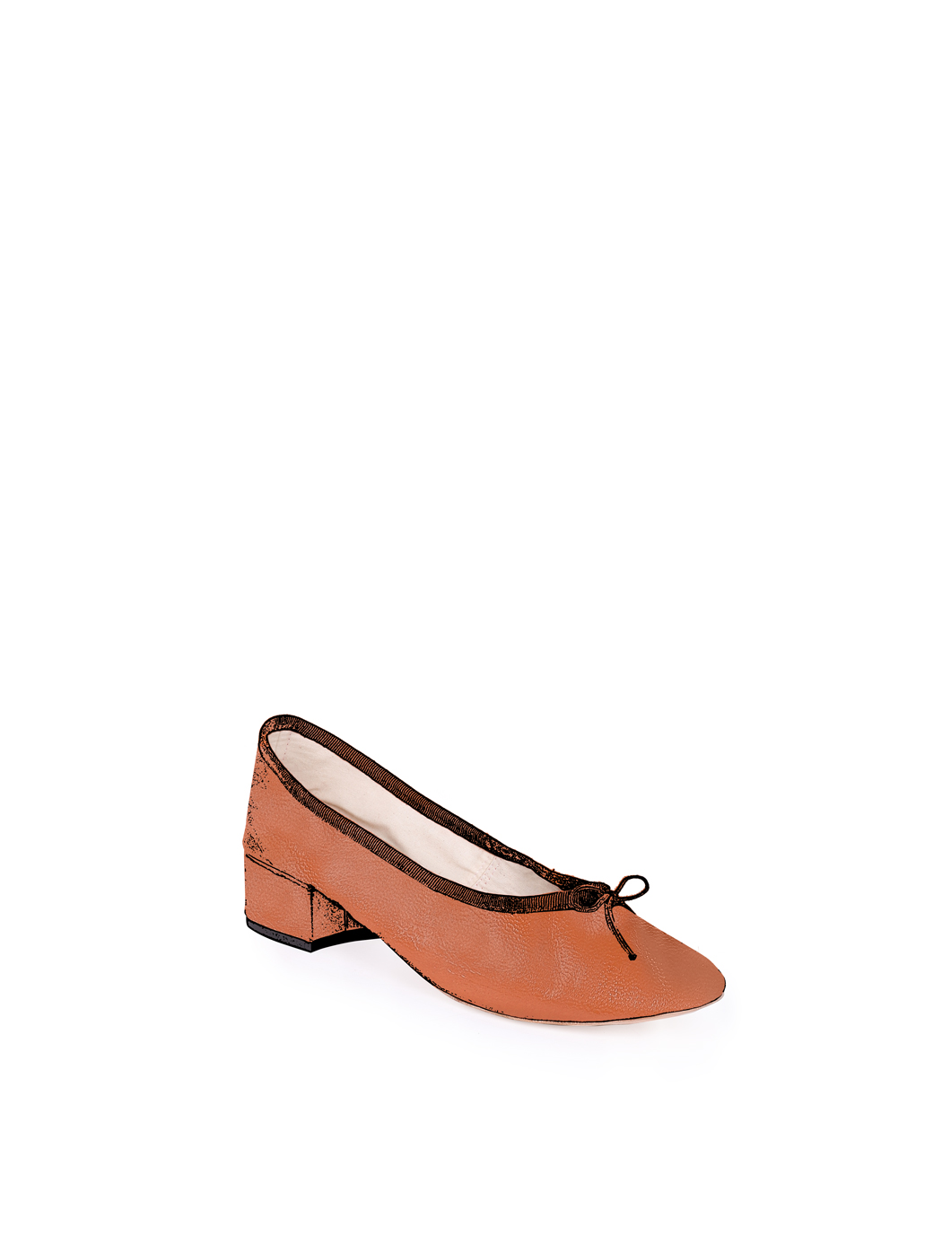 Ballet Pumps Block Heel - Rust Nappa