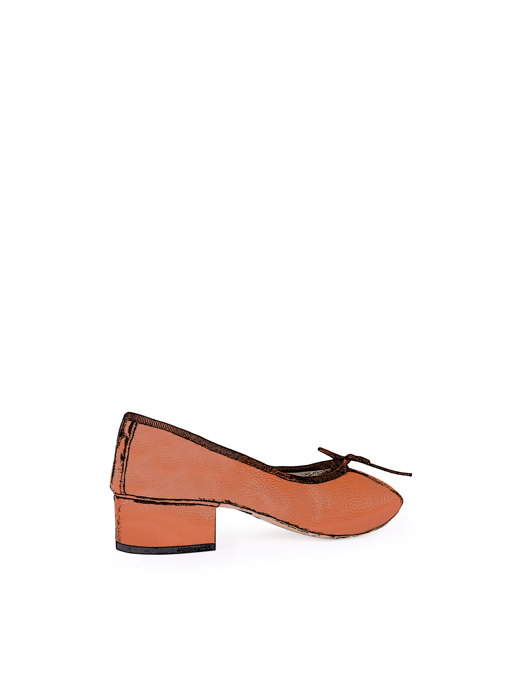 Ballet Pumps Block Heel - Rust Nappa