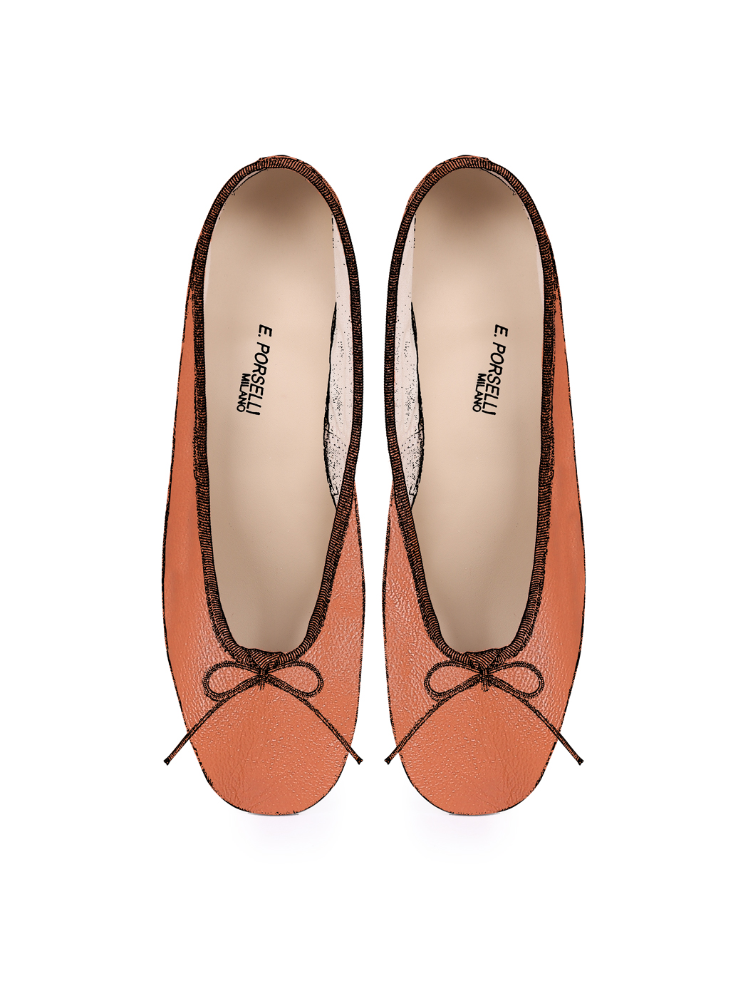 Ballet Pumps Block Heel - Rust Nappa