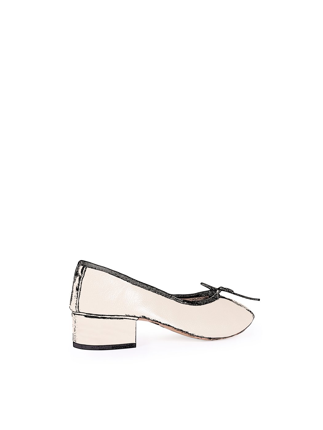 Ballet Pumps Block Heel - Bone Nappa