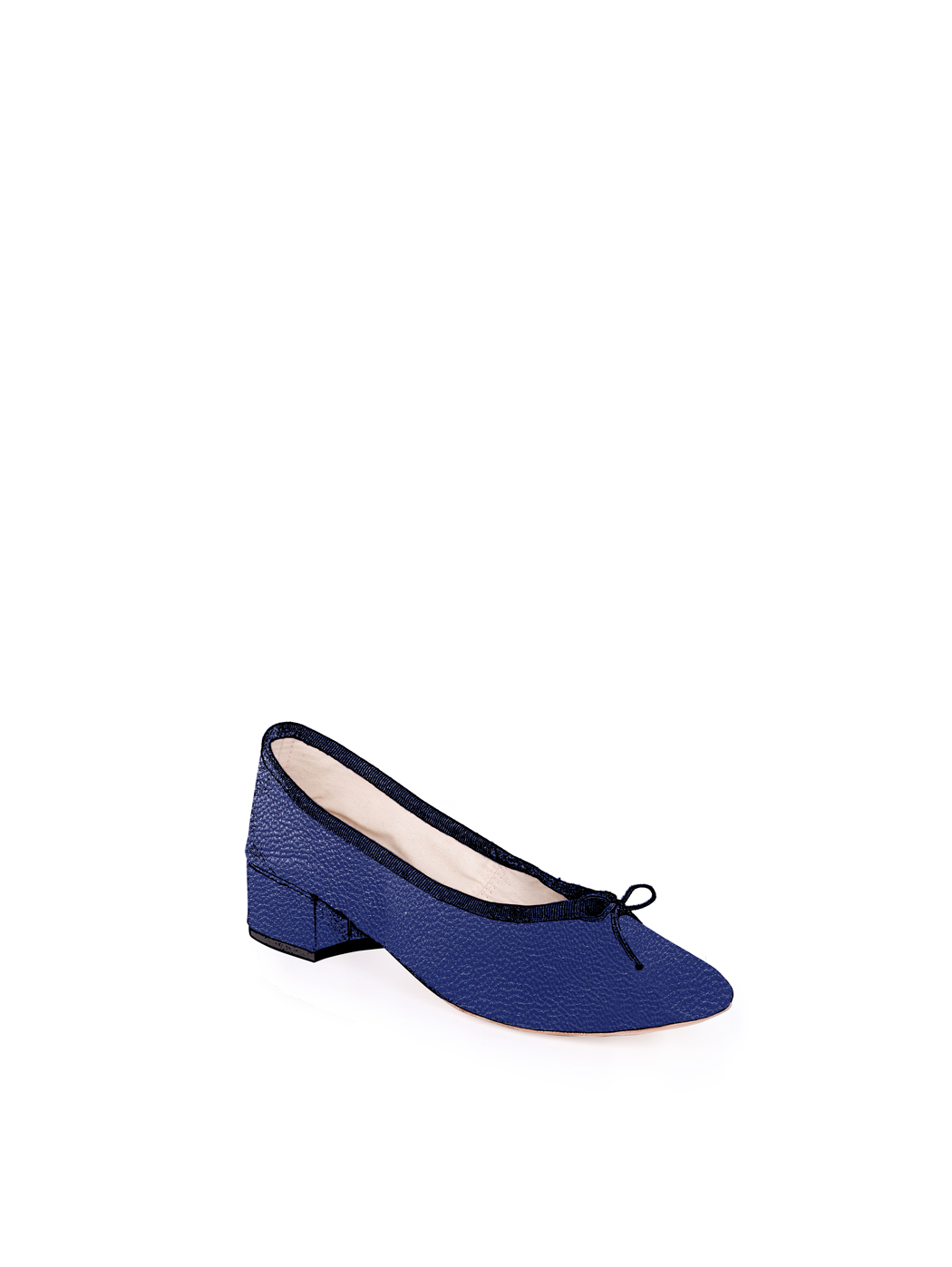 Ballet Pumps Block Heel - Blue Navy Nappa