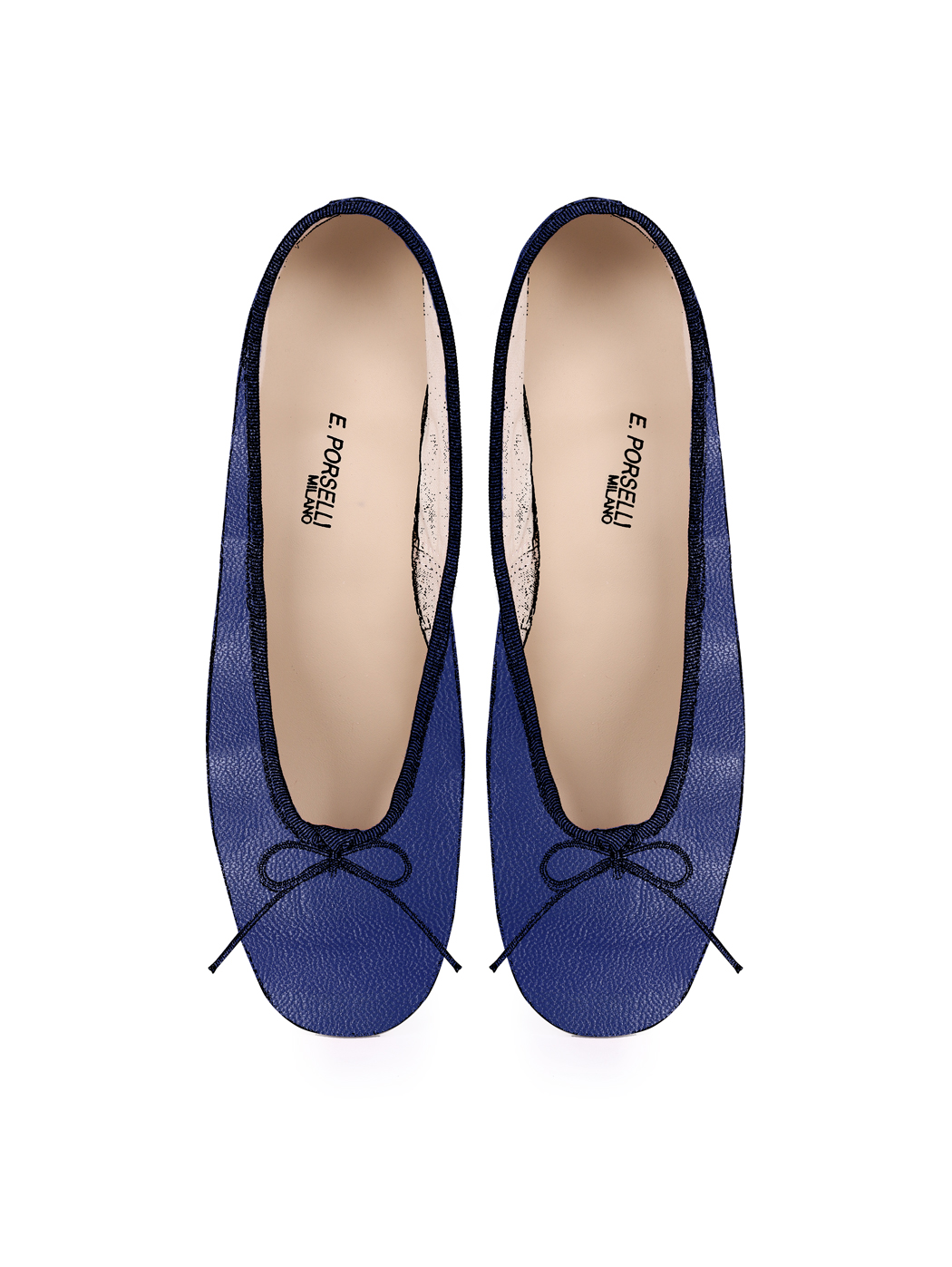 Ballet Pumps Block Heel - Blue Navy Nappa