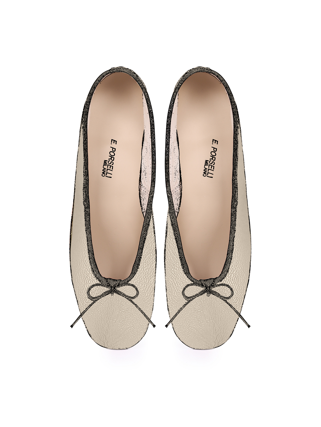 Ballet Pumps Block Heel - Beige Nappa