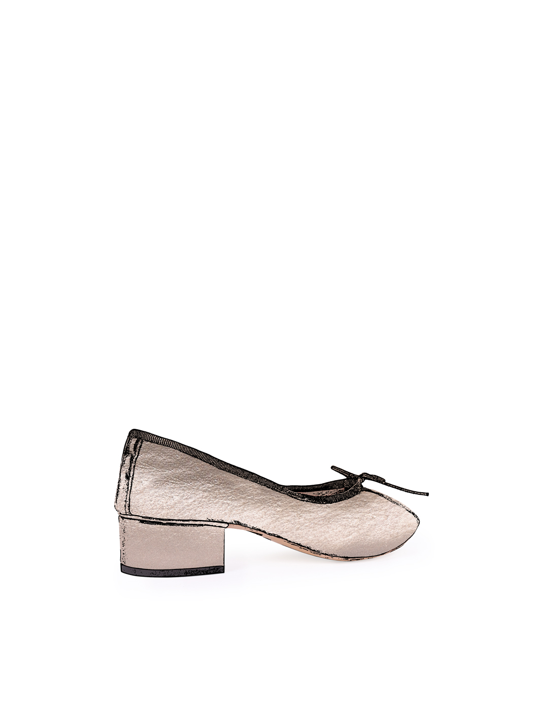 Ballet Pumps Block Heel - Bronze Metallic Nappa