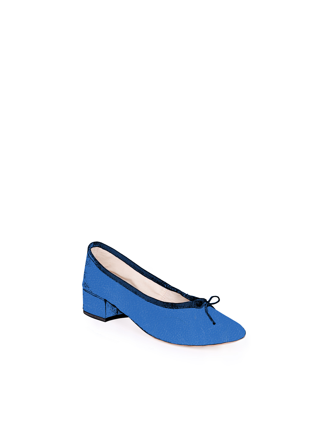 Ballet Pumps Block Heel - Royal Blue Nappa