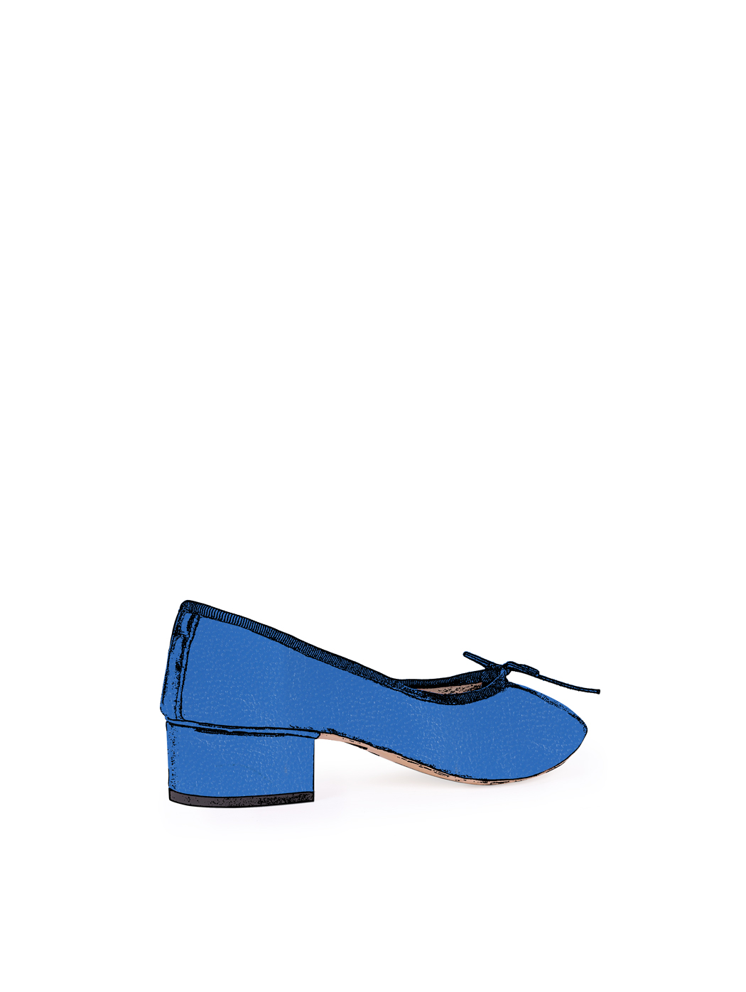 Ballet Pumps Block Heel - Royal Blue Nappa