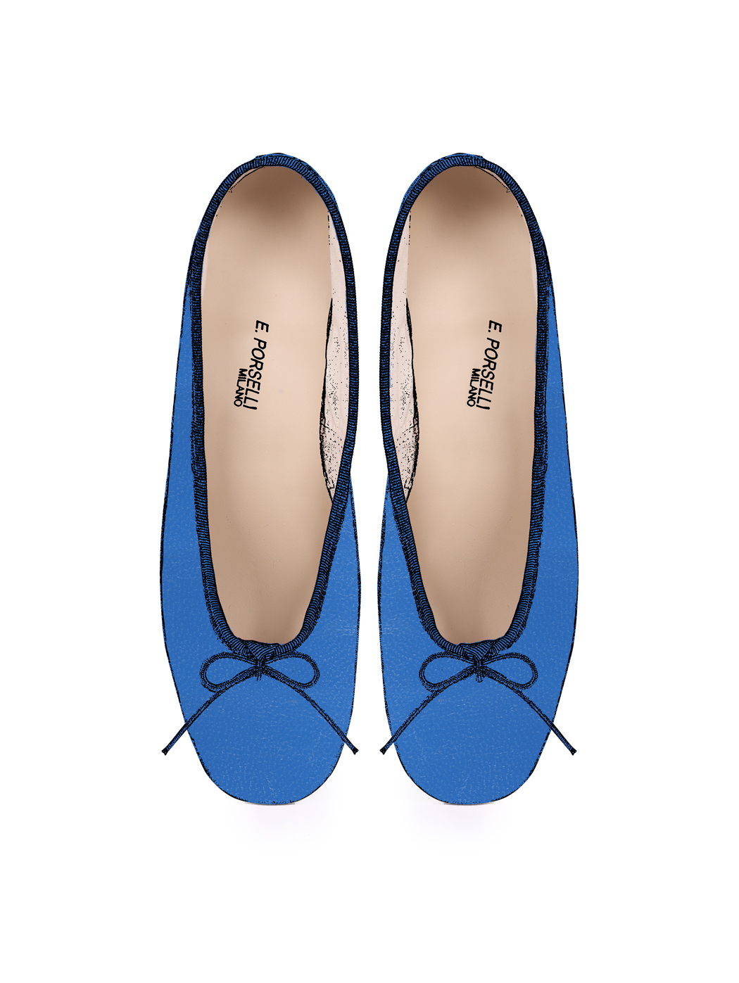 Ballet Pumps Block Heel - Royal Blue Nappa