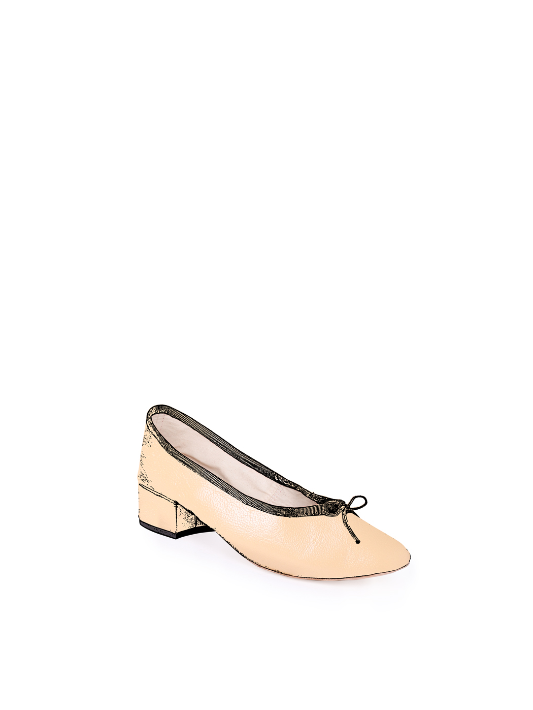 Ballet Pumps Block Heel - Light Tan Nappa